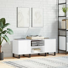 Record cabinet 121x38x48 cm treated wood high gloss white