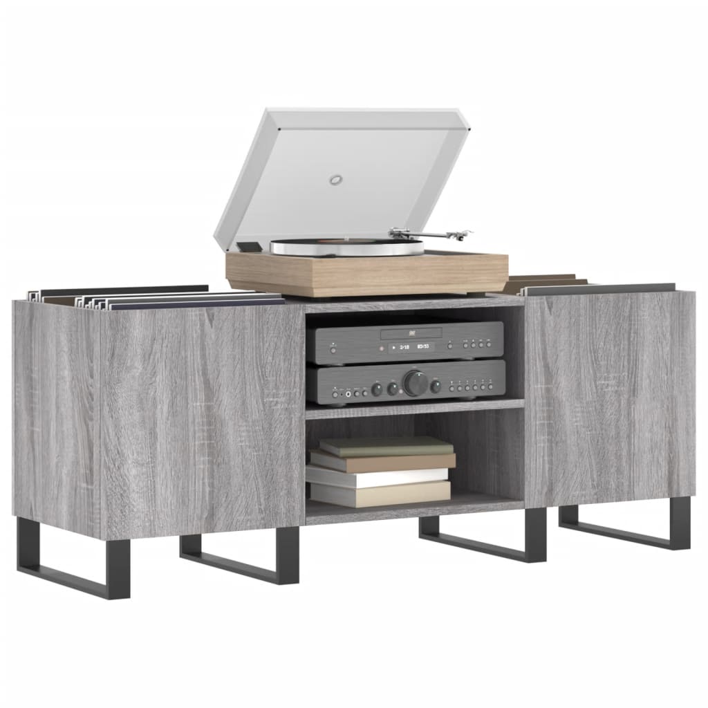 Platenkast 121X38X48 Cm Bewerkt Hout Grijs Sonoma Eikenkleurig