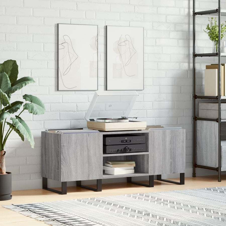 Platenkast 121X38X48 Cm Bewerkt Hout Grijs Sonoma Eikenkleurig