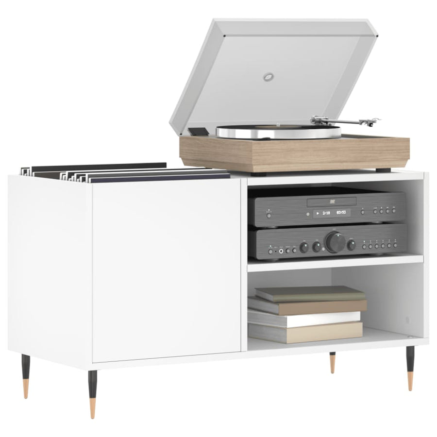 Platenkast 85X38X48 Cm Bewerkt Hout Wit 1