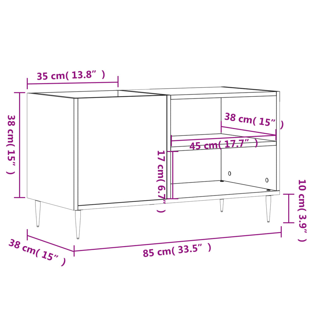 Platenkast 85X38X48 Cm Bewerkt Hout Wit 1