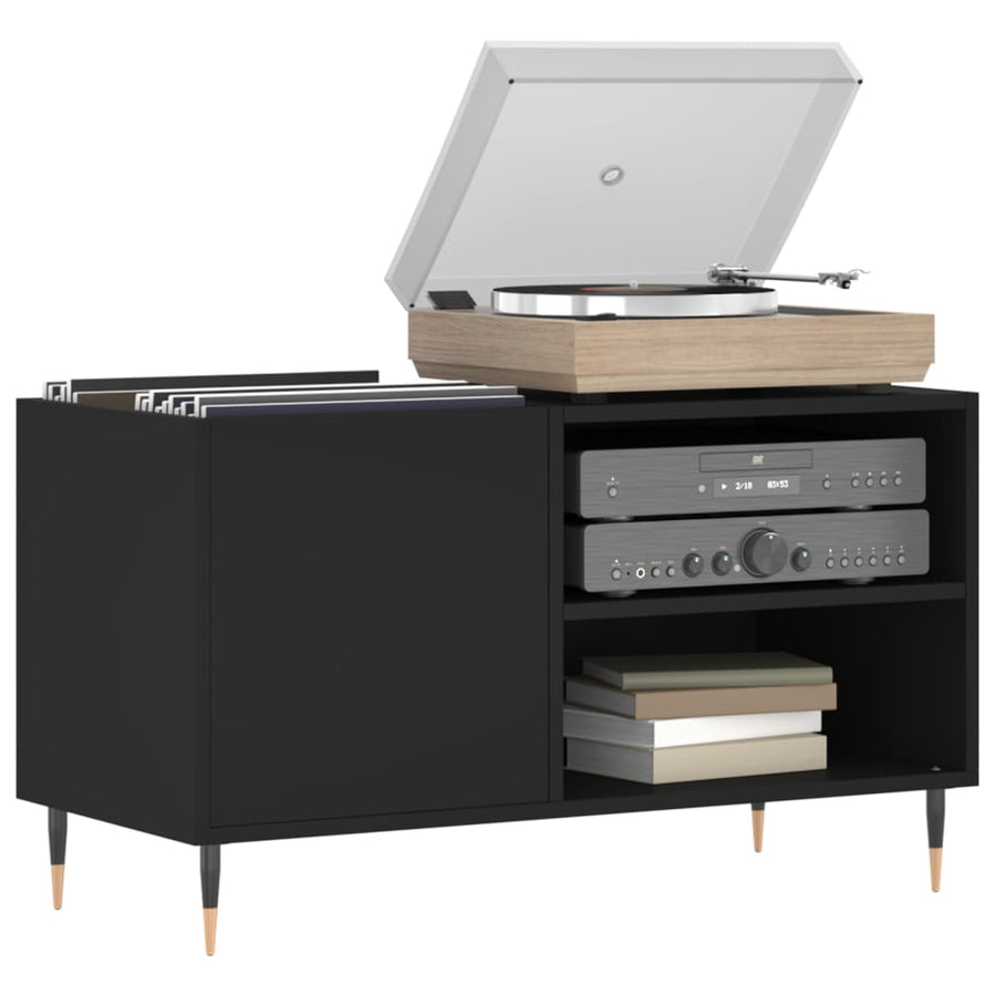Platenkast 85X38X48 Cm Bewerkt Hout Zwart