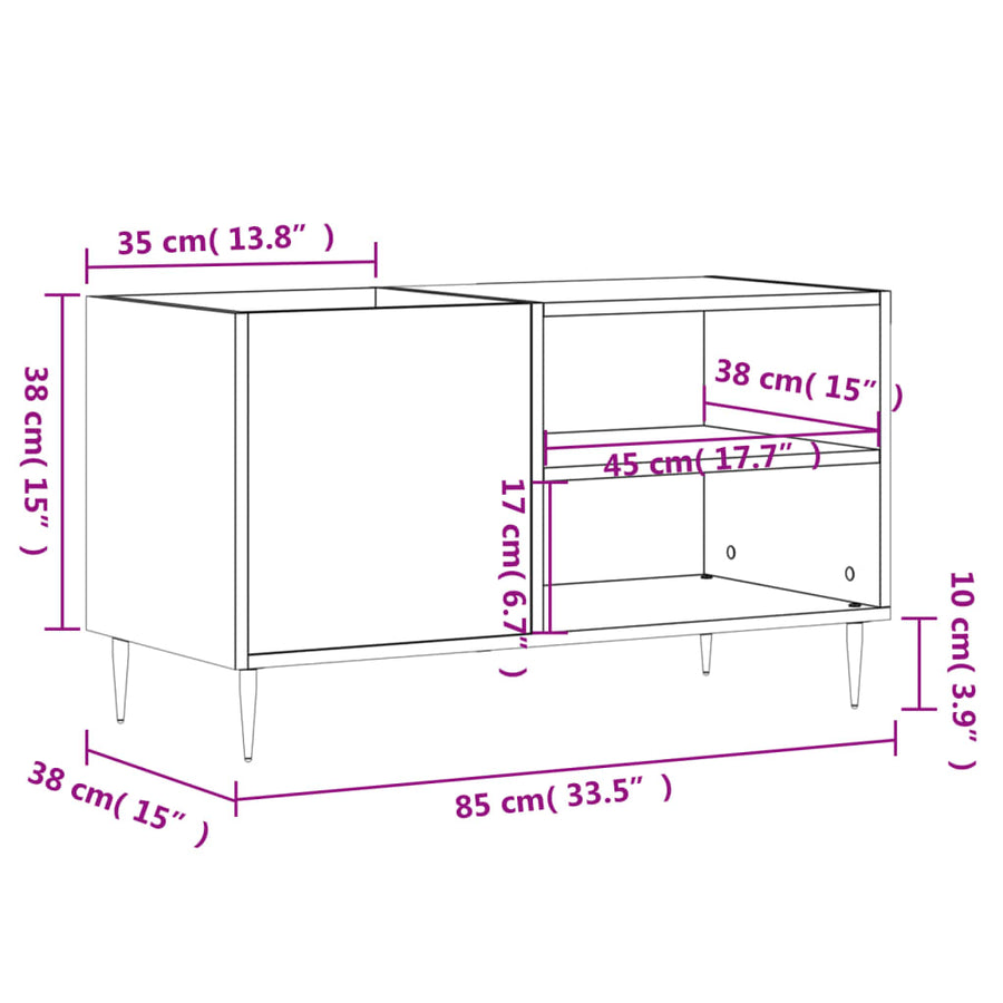 Platenkast 85X38X48 Cm Bewerkt Hout Zwart