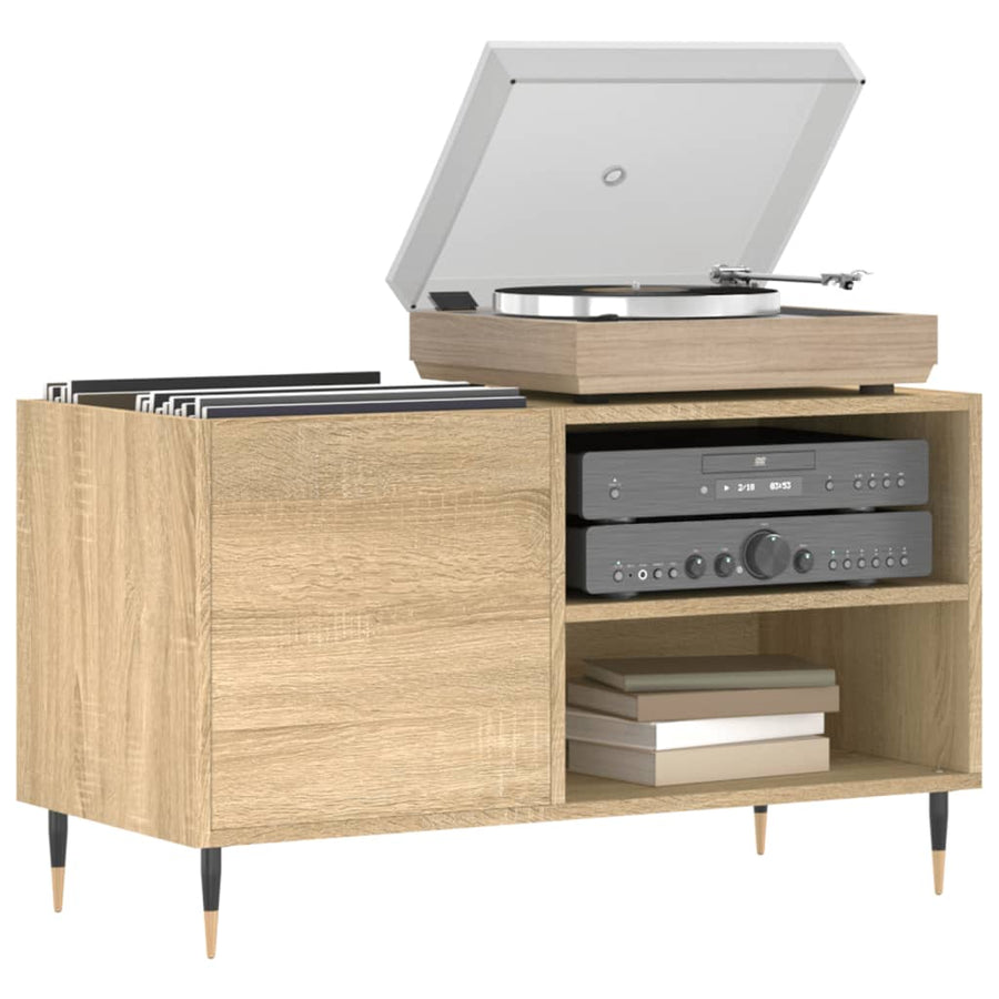 Platenkast 85X38X48 Cm Bewerkt Hout Sonoma Eikenkleurig 1