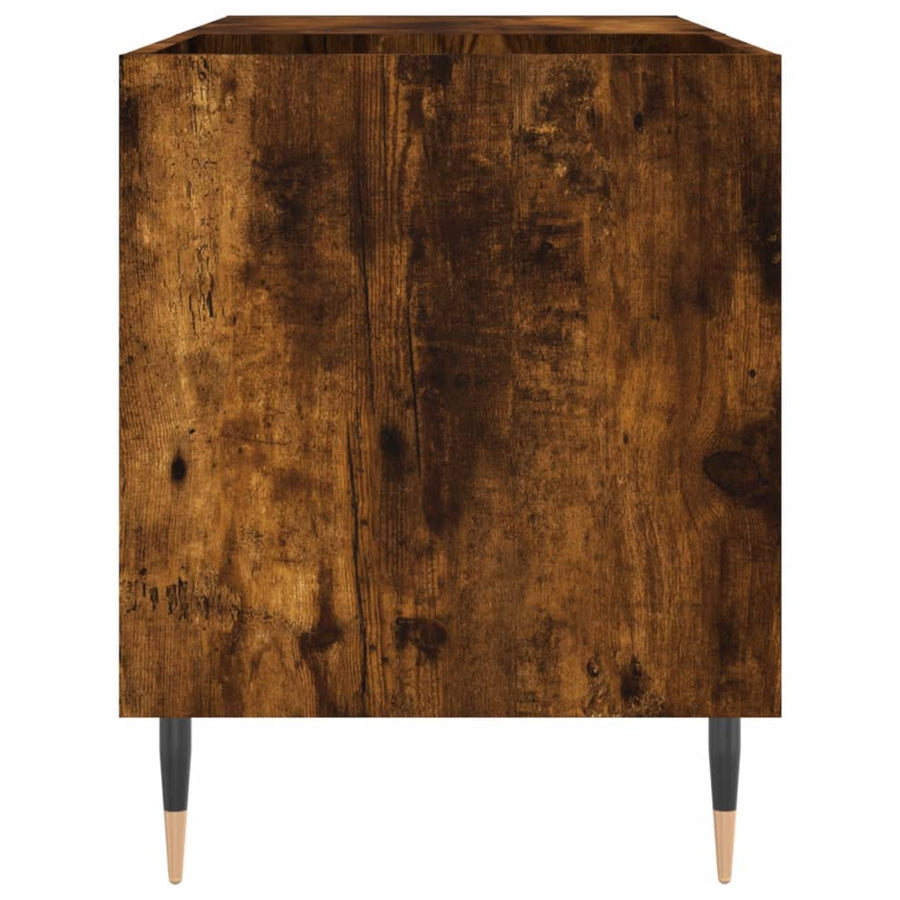 Platenkast 85X38X48 Cm Bewerkt Hout Kleurig Gerookt eiken