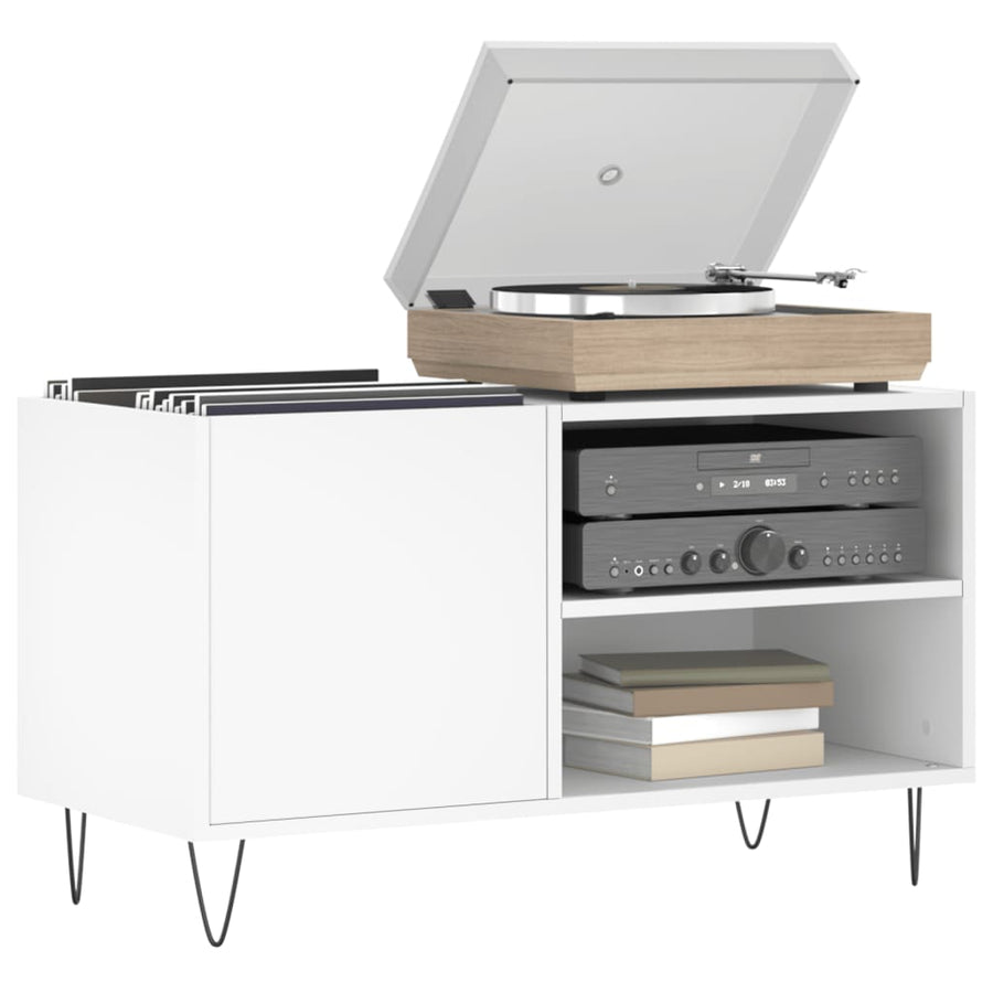 Platenkast 85X38X48 Cm Bewerkt Hout Wit