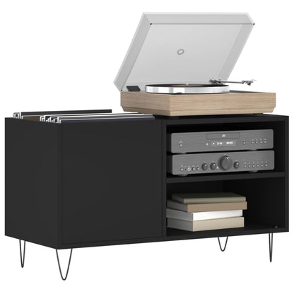 Platenkast 85X38X48 Cm Bewerkt Hout Zwart