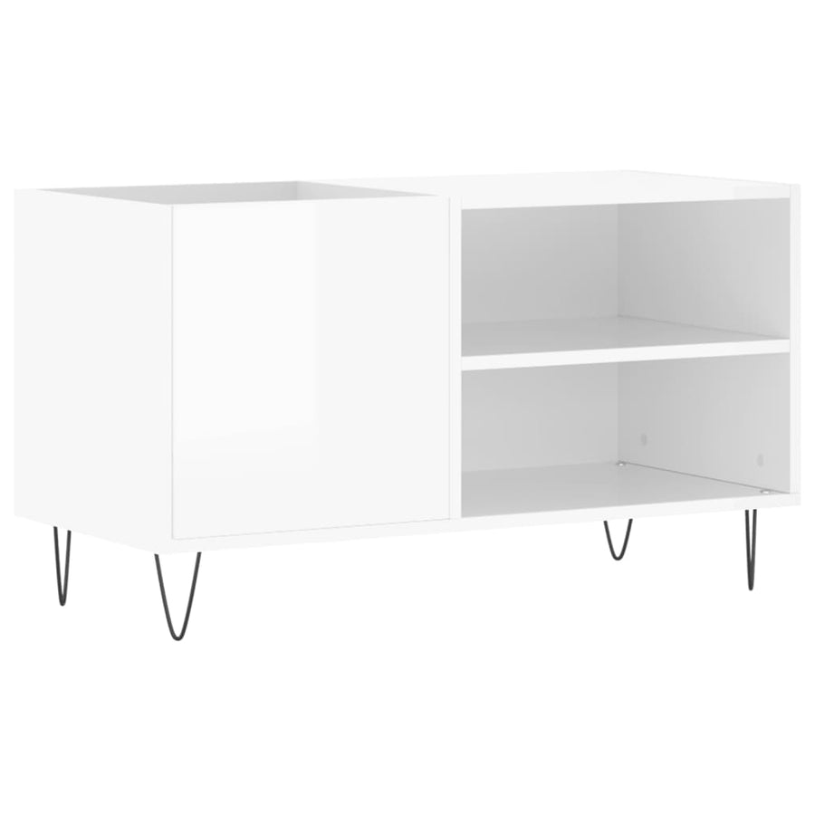 Platenkast 85X38X48 Cm Bewerkt Hout Hoogglans Wit