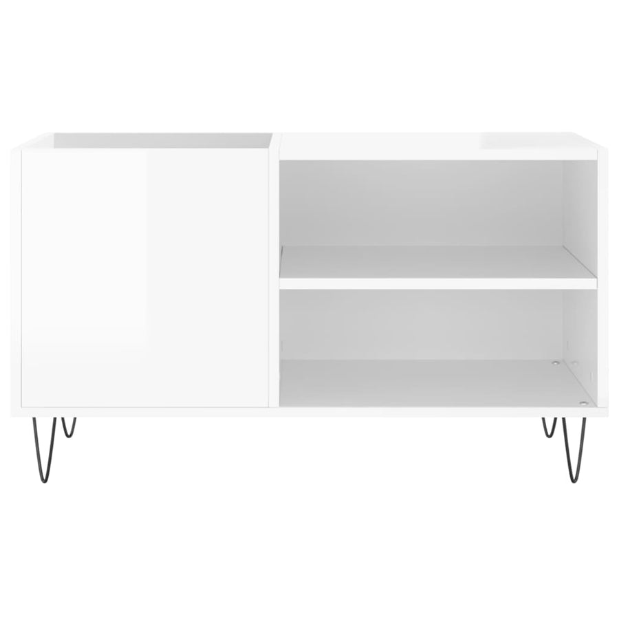 Platenkast 85X38X48 Cm Bewerkt Hout Hoogglans Wit