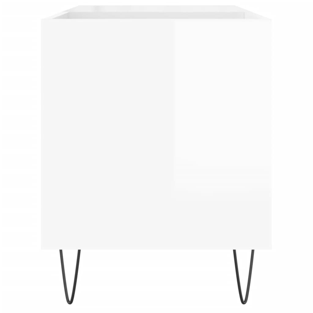 Platenkast 85X38X48 Cm Bewerkt Hout Hoogglans Wit