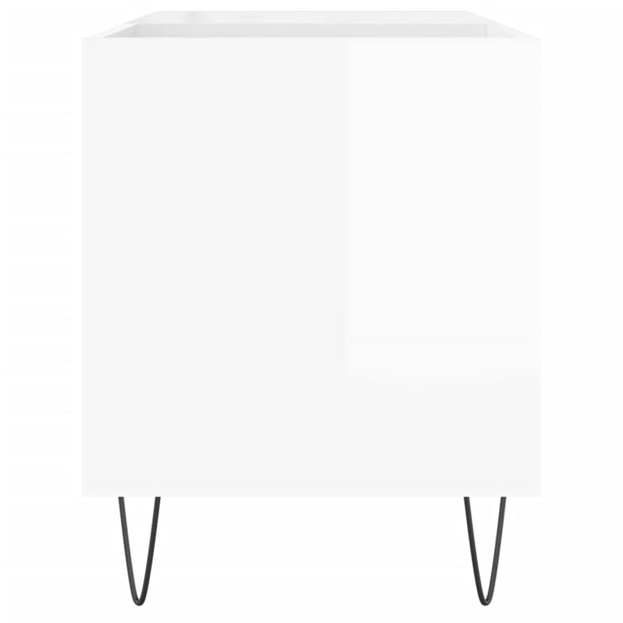 Platenkast 85X38X48 Cm Bewerkt Hout Hoogglans Wit
