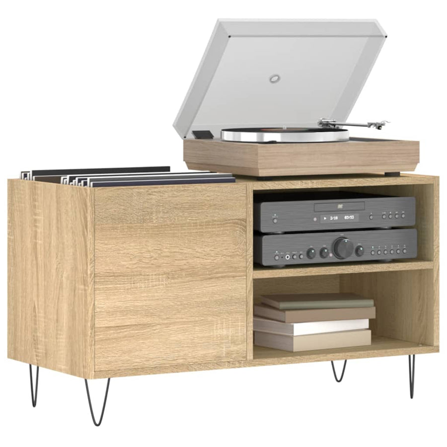Platenkast 85X38X48 Cm Bewerkt Hout Sonoma Eikenkleurig