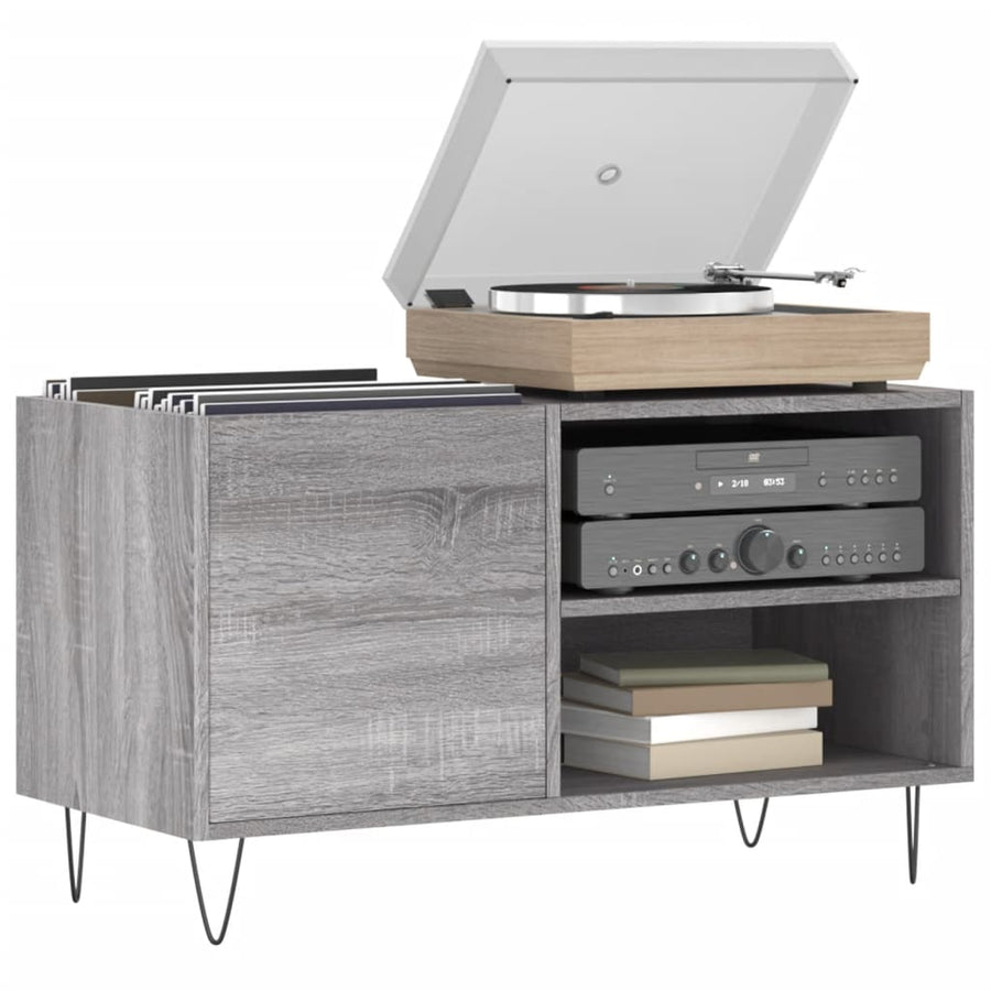 Platenkast 85X38X48 Cm Bewerkt Hout Grijs Sonoma Eikenkleurig