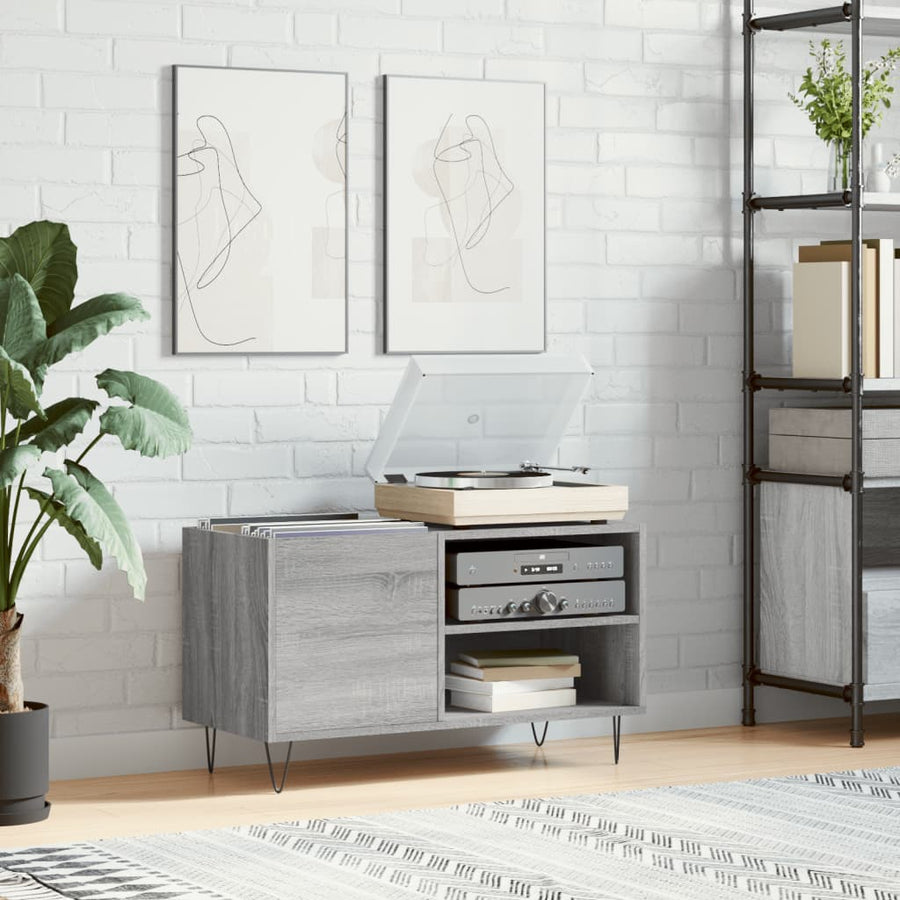 Platenkast 85X38X48 Cm Bewerkt Hout Grijs Sonoma Eikenkleurig