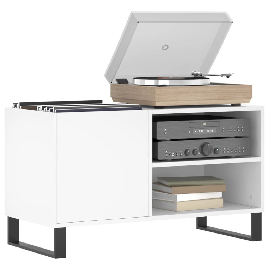 Platenkast 85X38X48 Cm Bewerkt Hout Wit