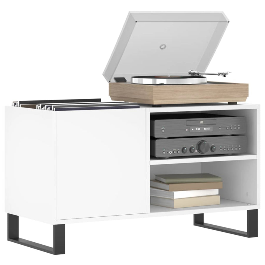 Platenkast 85X38X48 Cm Bewerkt Hout Wit