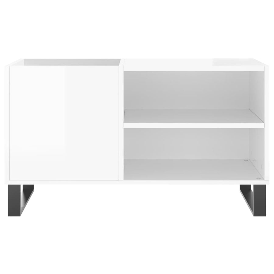 Platenkast 85X38X48 Cm Bewerkt Hout Hoogglans Wit