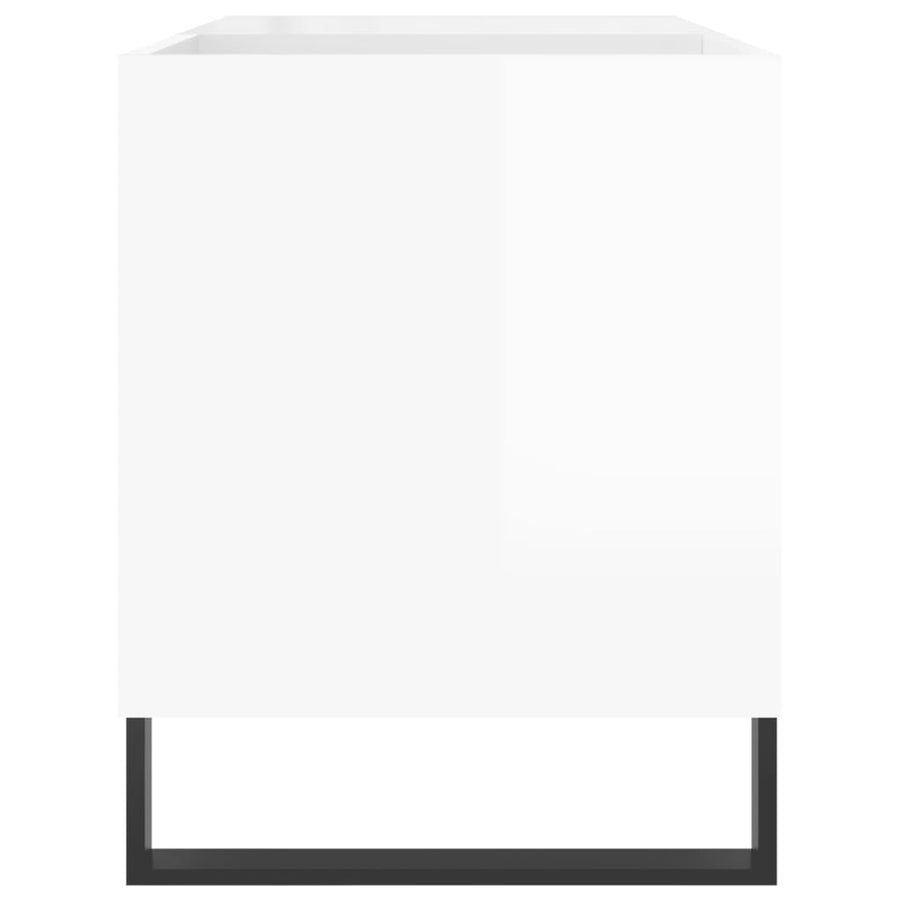 Platenkast 85X38X48 Cm Bewerkt Hout Hoogglans Wit