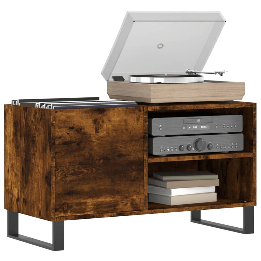 Platenkast 85X38X48 Cm Bewerkt Hout Gerookt Eikenkleurig