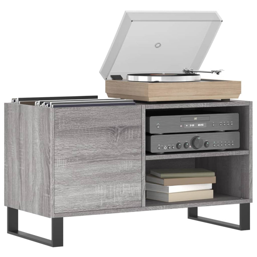 Platenkast 85X38X48 Cm Bewerkt Hout Eikenkleurig 1 Grijs sonoma