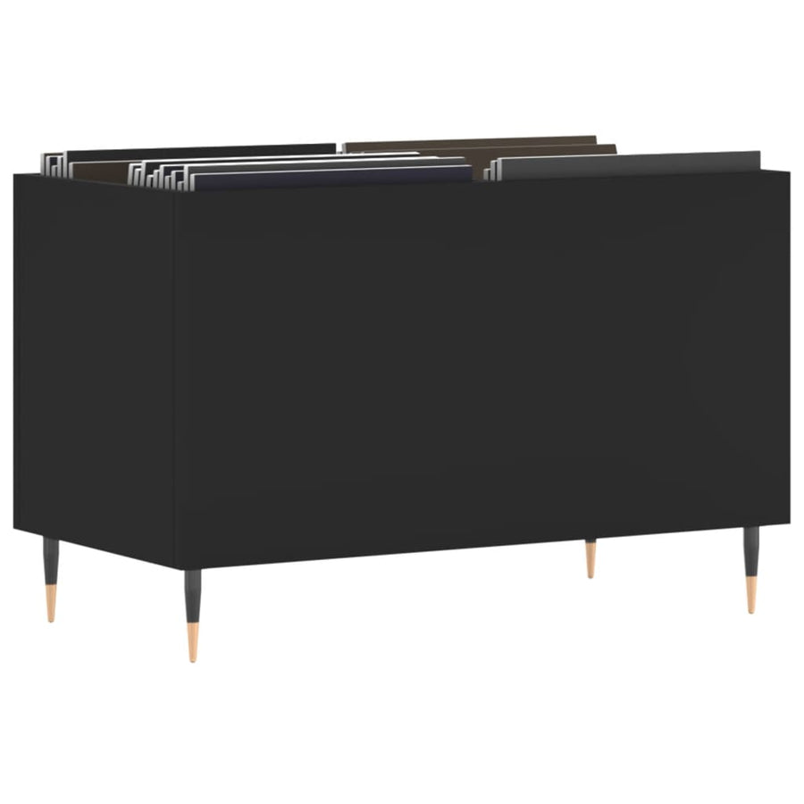 Platenkast 74,5X38X48 Cm Bewerkt Hout Zwart