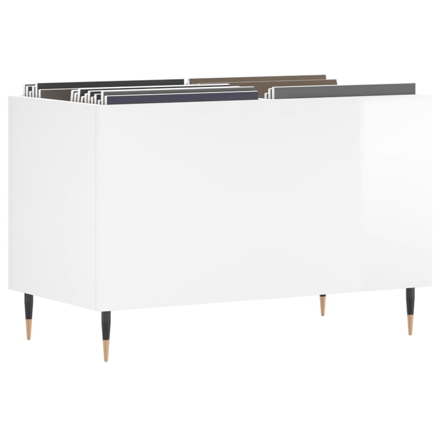Platenkast 74,5X38X48 Cm Bewerkt Hout Hoogglans Wit