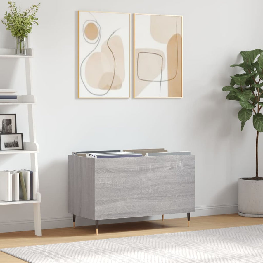Platenkast 74,5X38X48 Cm Bewerkt Hout Grijs Sonoma Eikenkleurig