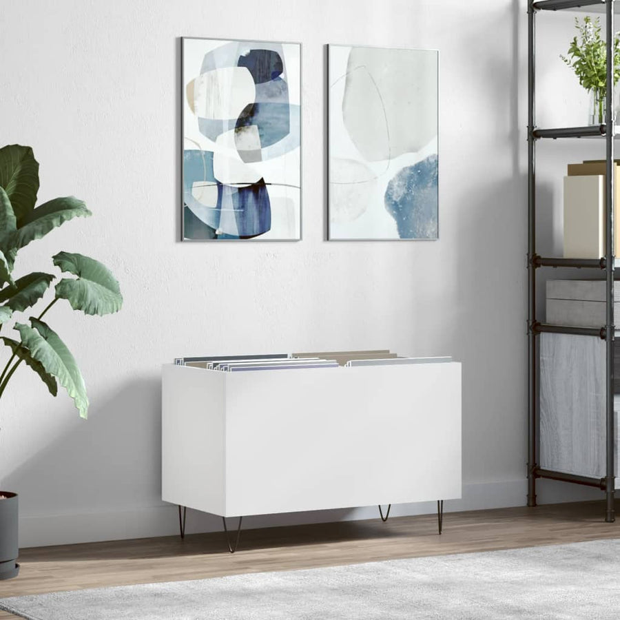 Platenkast 74,5X38X48 Cm Bewerkt Hout Wit