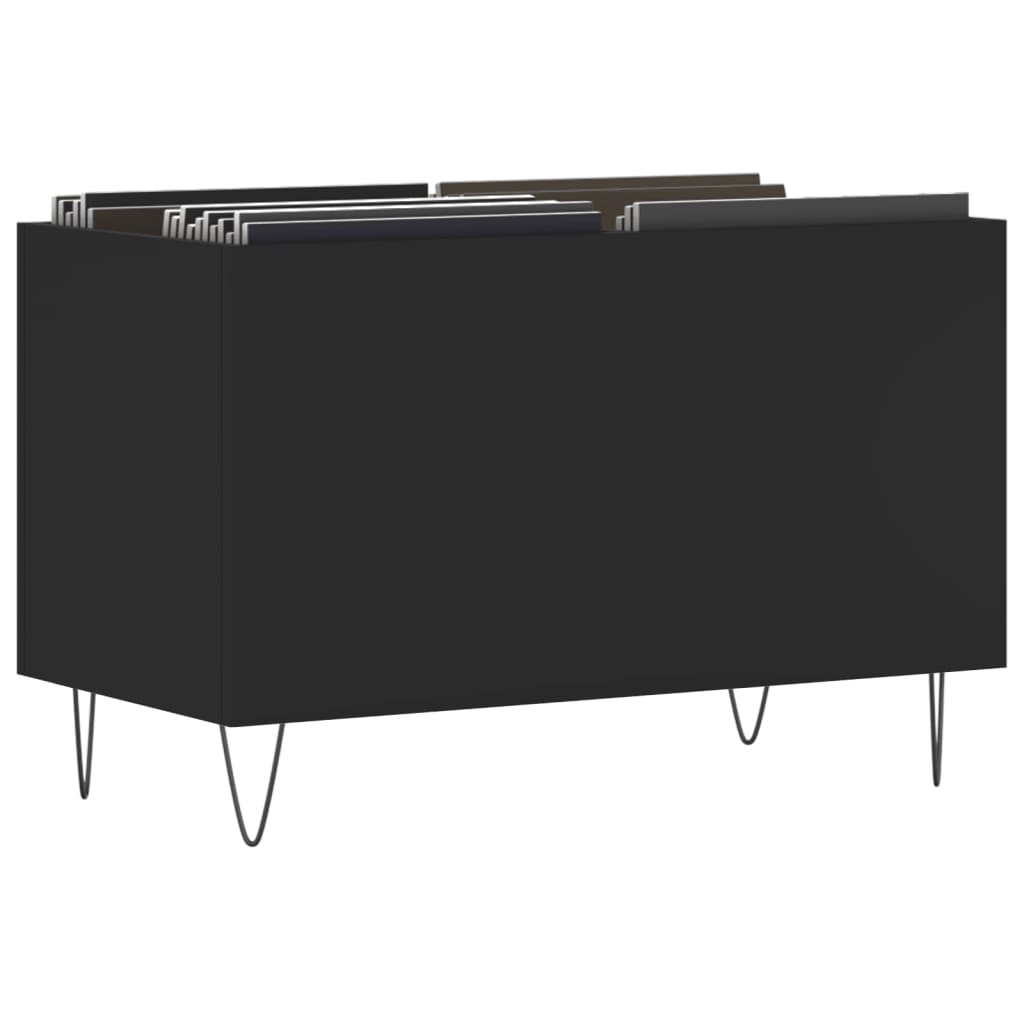 Platenkast 74,5X38X48 Cm Bewerkt Hout Zwart