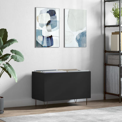 Platenkast 74,5X38X48 Cm Bewerkt Hout Zwart