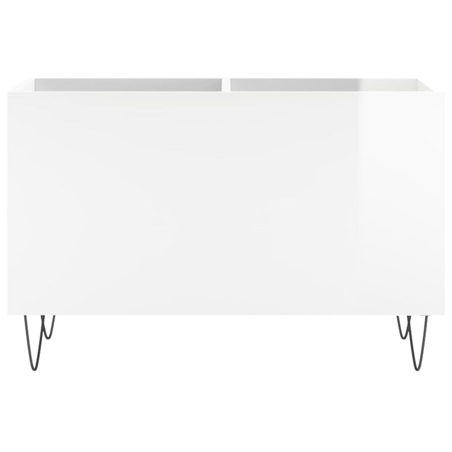 Platenkast 74,5X38X48 Cm Bewerkt Hout Hoogglans Wit