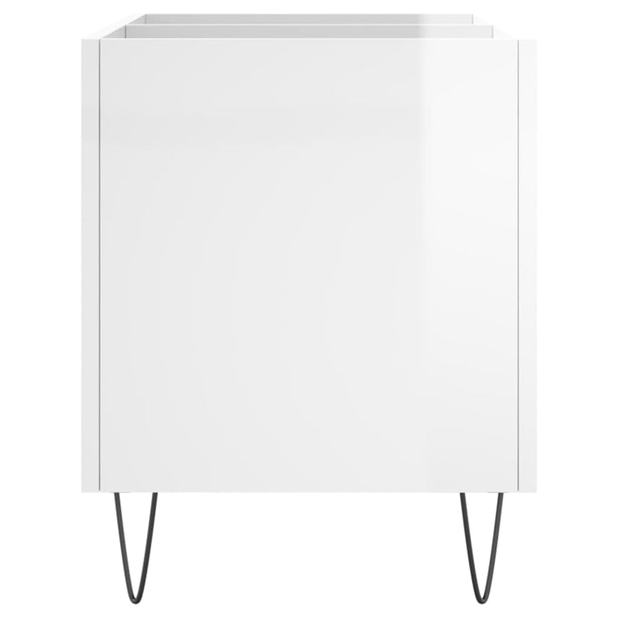 Platenkast 74,5X38X48 Cm Bewerkt Hout Hoogglans Wit