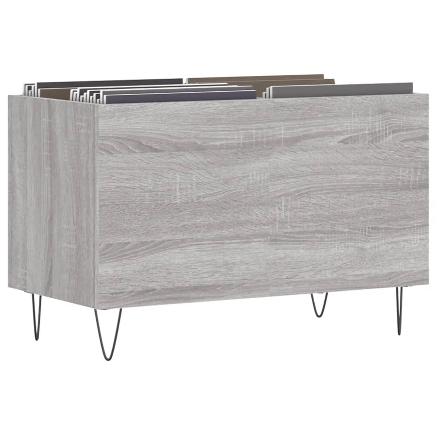 Platenkast 74,5X38X48 Cm Bewerkt Hout Grijs Sonoma Eikenkleurig