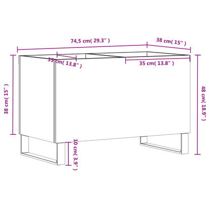 Platenkast 74,5X38X48 Cm Bewerkt Hout Zwart