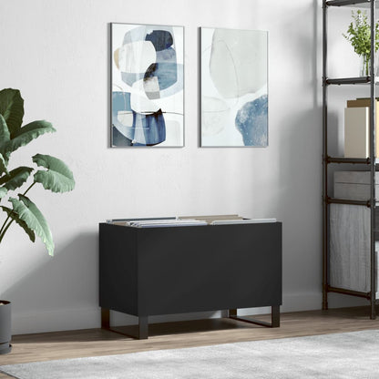 Platenkast 74,5X38X48 Cm Bewerkt Hout Zwart