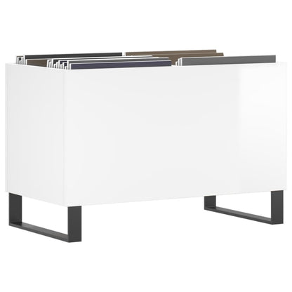 Platenkast 74,5X38X48 Cm Bewerkt Hout Hoogglans Wit