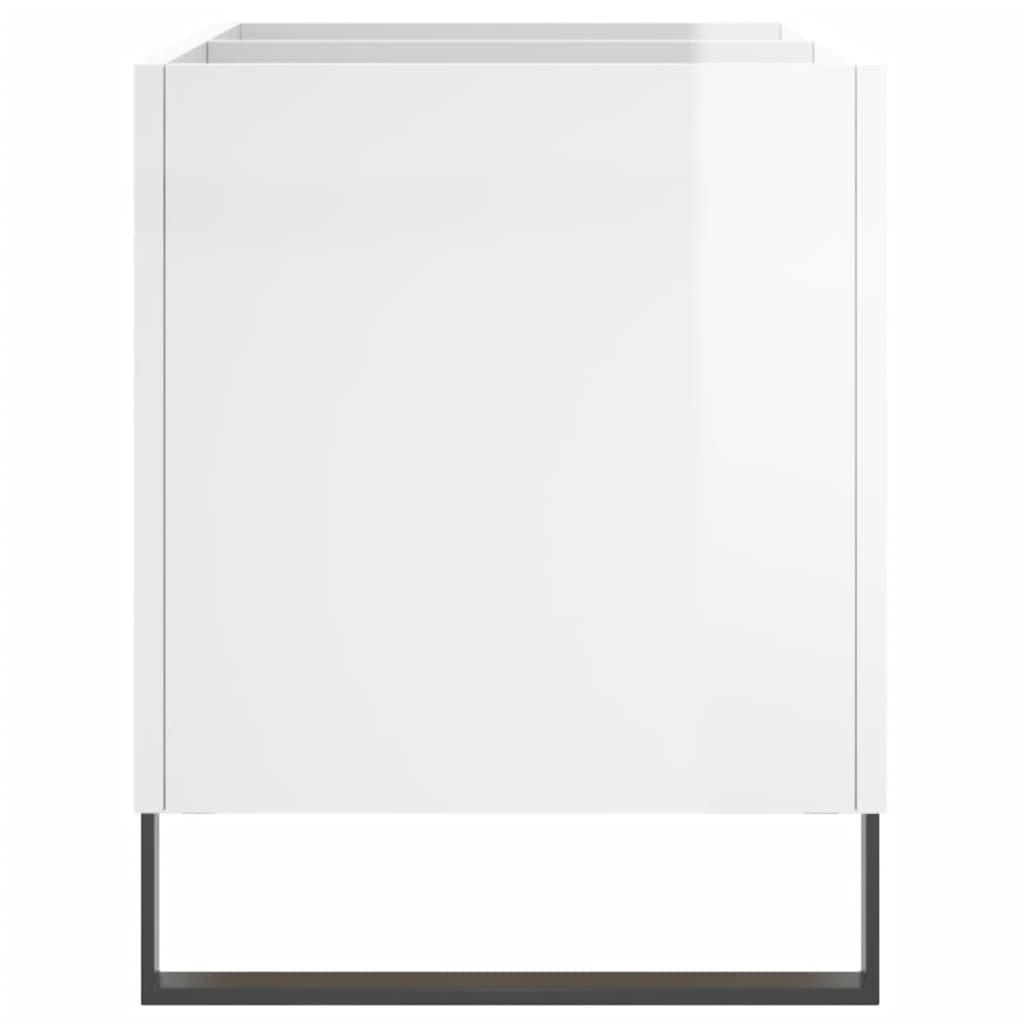 Platenkast 74,5X38X48 Cm Bewerkt Hout Hoogglans Wit