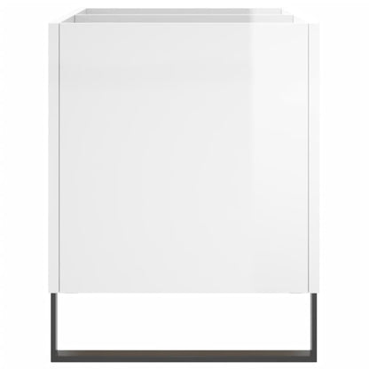 Platenkast 74,5X38X48 Cm Bewerkt Hout Hoogglans Wit