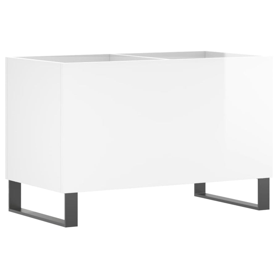 Platenkast 74,5X38X48 Cm Bewerkt Hout Hoogglans Wit