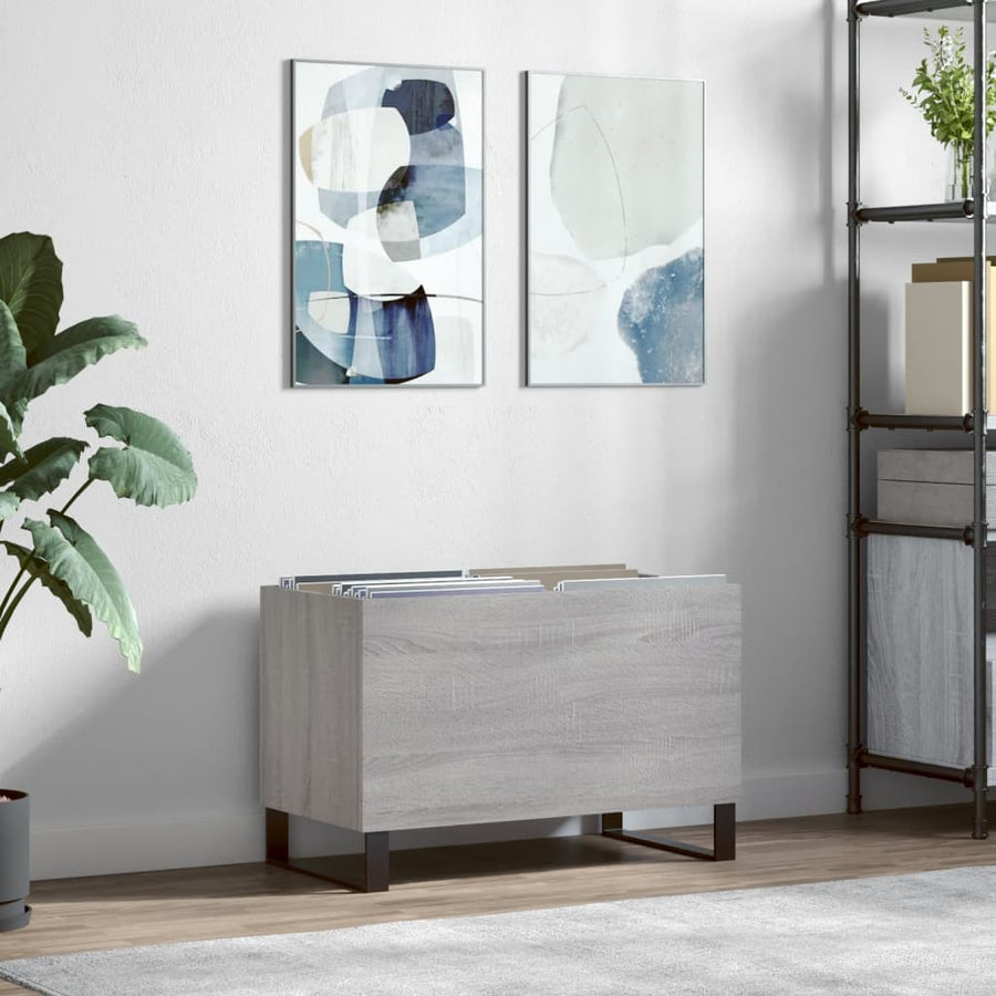 Platenkast 74,5X38X48 Cm Bewerkt Hout Grijs Sonoma Eikenkleurig