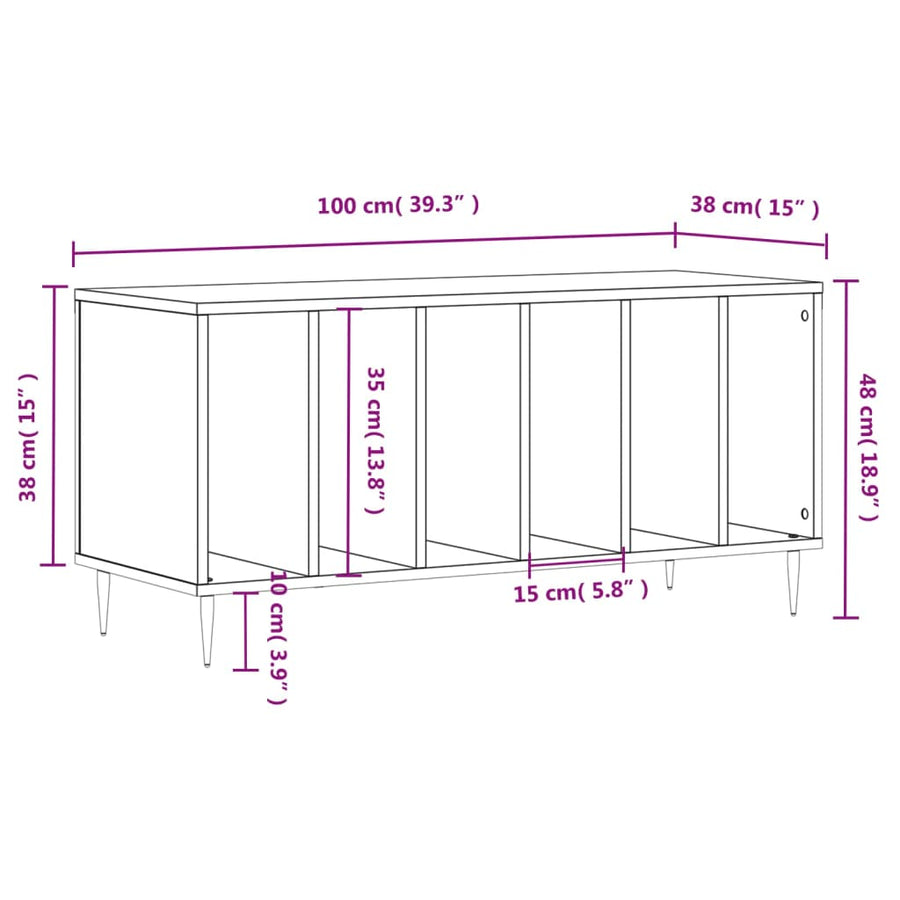 Platenkast 00X38X48 Cm Bewerkt Hout Wit