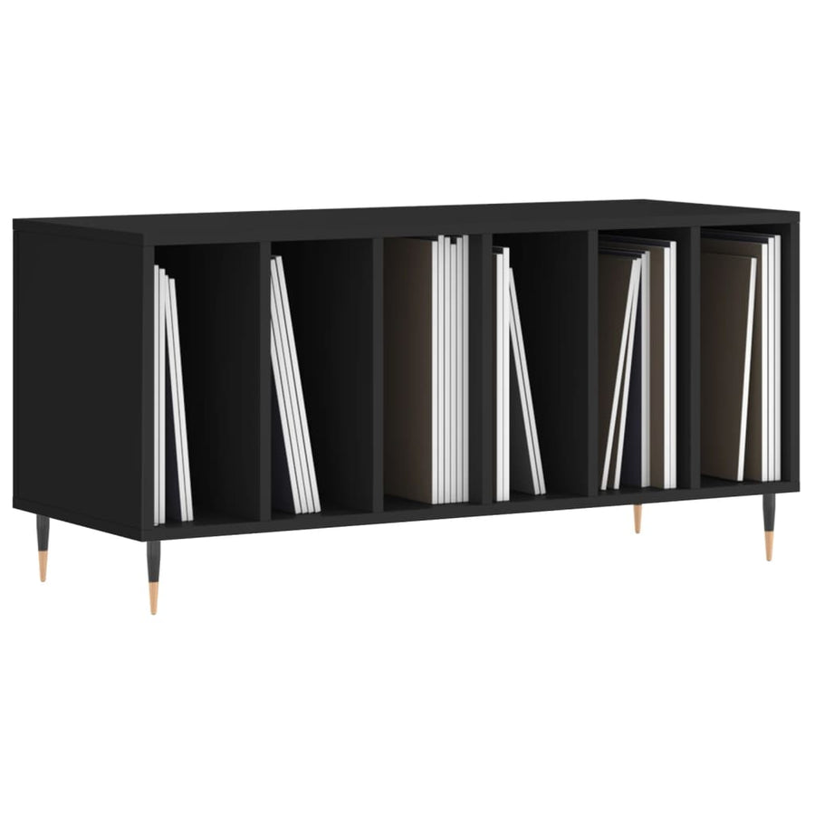 Platenkast 100X38X48 Cm Bewerkt Hout Zwart