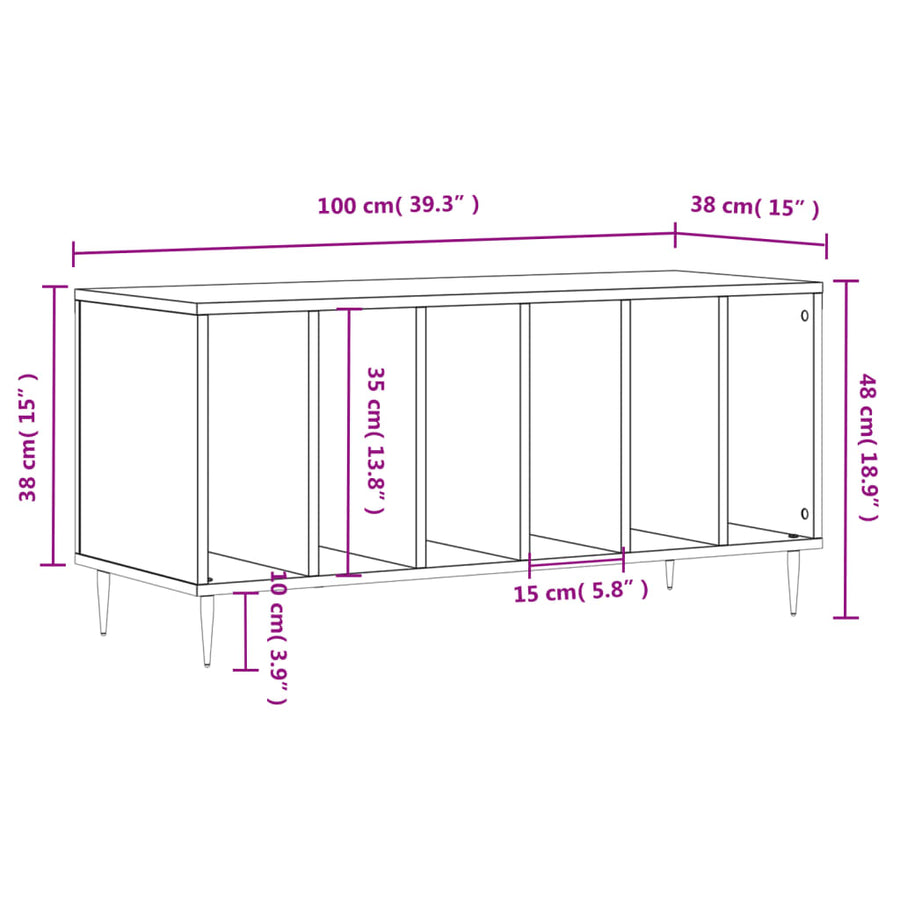 Platenkast 00X38X48 Cm Bewerkt Hout Kleurig Sonoma eiken