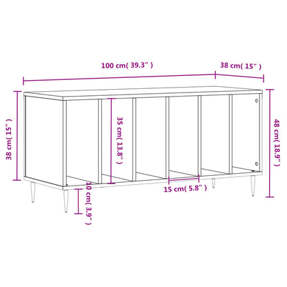 Platenkast 100X38X48 Cm Bewerkt Hout Gerookt Eikenkleurig
