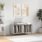 Platenkast 100x38x48 cm bewerkt hout grijs