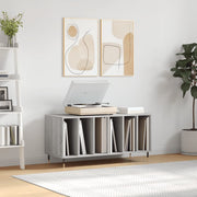 Platenkast 100x38x48 cm bewerkt hout grijs