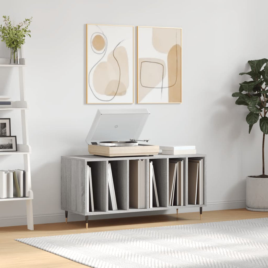 Platenkast 100X38X48 Cm Bewerkt Hout Grijs Sonoma Eikenkleurig