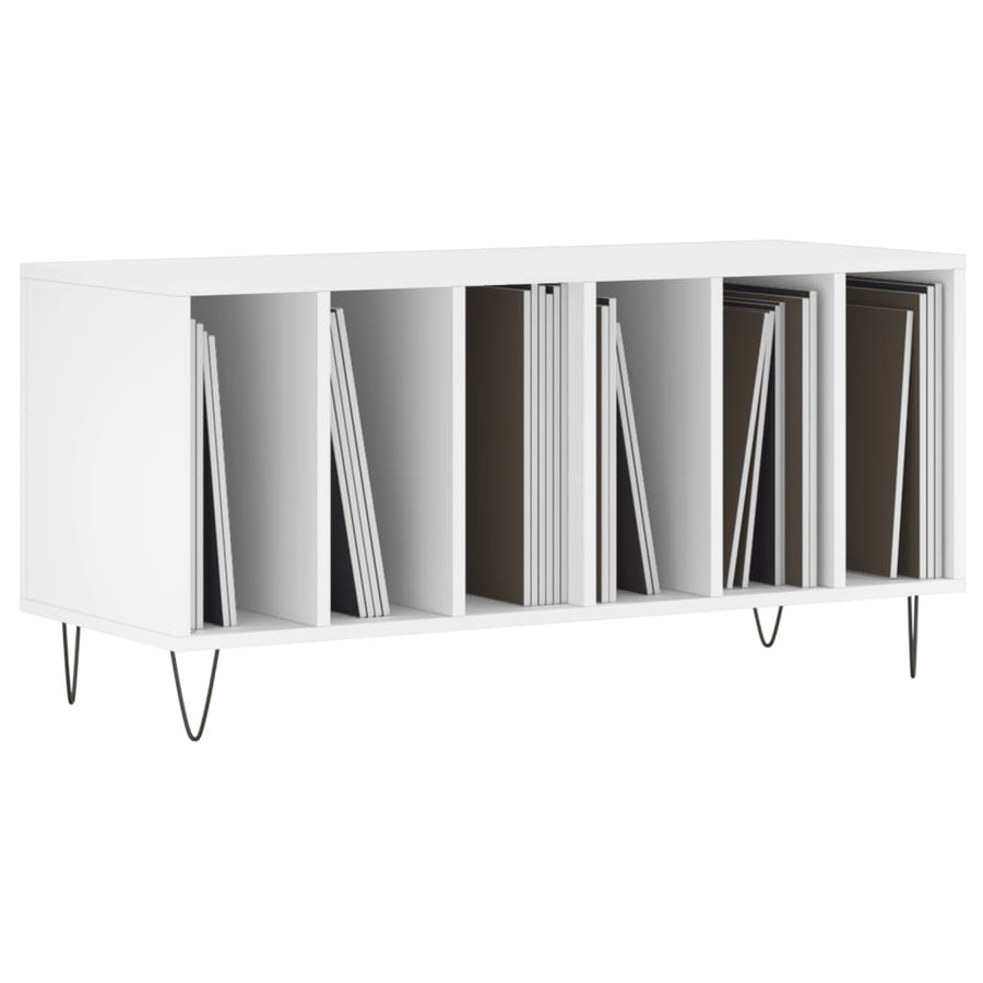 Platenkast 100X38X48 Cm Bewerkt Hout Wit