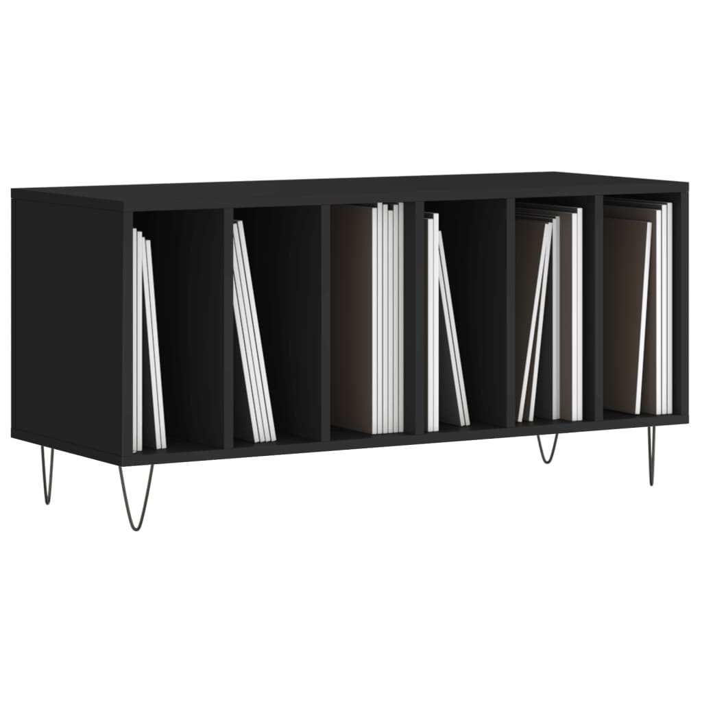 Platenkast 100X38X48 Cm Bewerkt Hout Zwart
