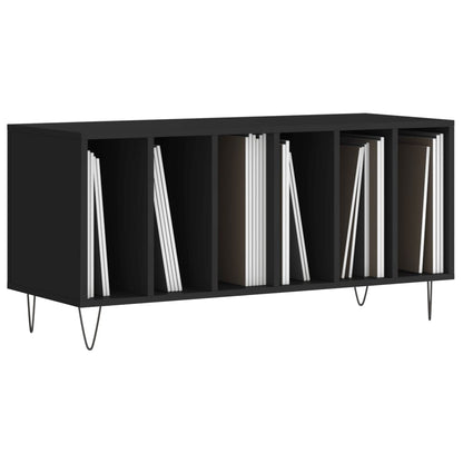 Platenkast 100X38X48 Cm Bewerkt Hout Zwart